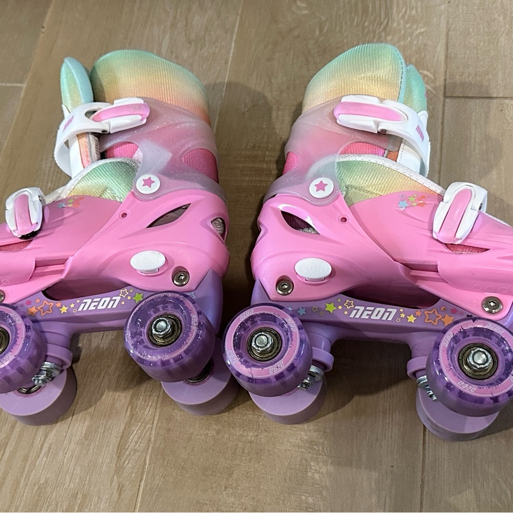 Neon Pink and Purple Roller Skates / Inline Skates - Picture 3 of 5